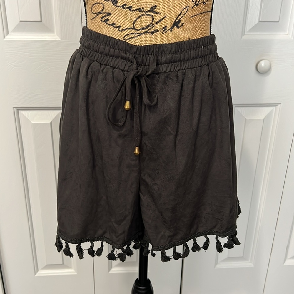 BNWT Katia Suede Like Drawstring Shorts w/ Tassels
